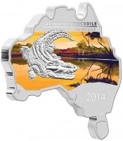 SALTWATER CROCODILE. 1OZ 999 SILVER. 2014.