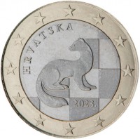 copper-nickel clad nickel center in nickel-brass ring coin Croatia KM# 141 HRVATSKA. 2023.
