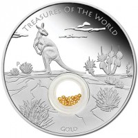 Silver coin Australia KM# 2938 TREASURES OF THE WORLD. P NM. GOLD.