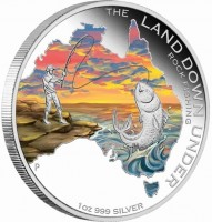 Silver coin Australia KM# 2940 THE LAND DOWN UNDER. ROCK FISHING. JM. P. 1oz 999 SILVER.