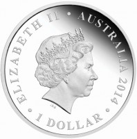 Silver coin Australia KM# 2941 ELIZABETH II. AUSTRALIA 2014. 1 DOLLAR. IRB.