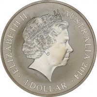 Silver coin Australia ELIZABETH II. AUSTRALIA 2014. 1 DOLLAR. IRB.