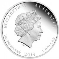 Silver coin Australia ELIZABETH II AUSTRALIA. IRB. 1oz 999 SILVER 2013 1 DOLLAR.