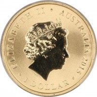 Aluminium Bronze coin Australia KM# 3015 ELIZABETH II. AUSTRALIA 2015. 1 DOLLAR. IRB.