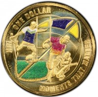 Aluminium Bronze coin Australia KM# 3075.1 NRL ONE DOLLAR. MOMENTS THAT MATTER.