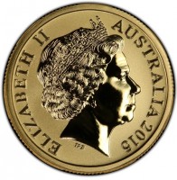 Gold Plated Silver coin Australia KM# 3075b ELIZABETH II. AUSTRALIA 2015. IRB.