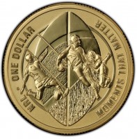 Gold Plated Silver coin Australia KM# 3075b NRL ONE DOLLAR. MOMENTS THAT MATTER.