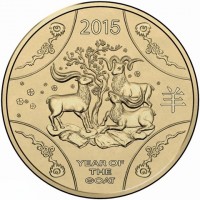Aluminium Bronze coin Australia KM# 3076 2015. 羊. YEAR OF THE GOAT.