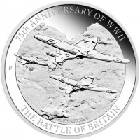 Silver coin Australia KM# 3079 75th ANNIVERSARY OF WWII. P JM. 1oz 999 SILVER. THE BATTLE OF BRITAIN.
