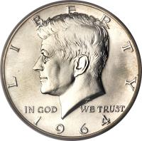 United States coin 1/2 Dollar - Kennedy Half Dollar (1964) obverse obverse of 1/2 Dollar - Kennedy Half Dollar (1964) coin with KM# 202 from United States. Inscription: LIBERTY IN GOD WE TRUST 1964