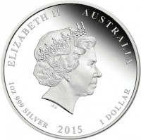 Silver coin Australia KM# 3080 ELIZABETH II AUSTRALIA. IRB. 1oz 999 SILVER 2015 1 DOLLAR.