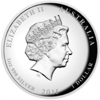 Silver coin Australia KM# 3090 ELIZABETH II AUSTRALIA. IRB. 1oz 999 SILVER 2015 1 DOLLAR.