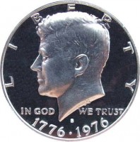 United States coin 1/2 Dollar - Bicentennial - Kennedy Half Dollar (1976) obverse obverse of 1/2 Dollar - Bicentennial - Kennedy Half Dollar (1976) coin with KM# 205 from United States. Inscription: LIBERTY IN GOD WE TRUST 1776 - 1976