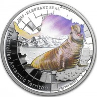 Silver coin Australia KM# 3100 2015 · LEOPARD SEAL. Australian Antarctic Territory. P. AH. 1 OZ 99.9 SILVER.