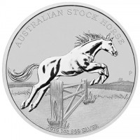 THE AUSTRALIAN STOCK HORSE. IJ P. 2015 1 oz 999 SILVER.