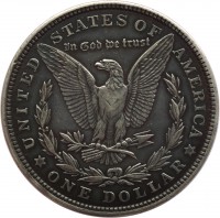 reverse of 1 Dollar - Morgan Dollar (1878 - 1921) coin with KM# 110 from United States. Inscription: UNITED STATES OF AMERICA In God we trust * ONE DOLLAR *