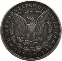United States coin 1 Dollar - Morgan Dollar (1878 - 1921) reverse reverse of 1 Dollar - Morgan Dollar (1878 - 1921) coin with KM# 110 from United States. Inscription: UNITED STATES OF AMERICA In God we trust * ONE DOLLAR *