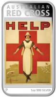AUSTRALIAN. RED CROSS. HELP. P 1oz 999 SILVER.