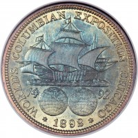 United States coin 1/2 Dollar - Columbian Exposition (1892 - 1893) reverse reverse of 1/2 Dollar - Columbian Exposition (1892 - 1893) coin with KM# 117 from United States. Inscription: WORLD'S COLUMBIAN EXPOSITION CHICAGO 14 92 *1892*