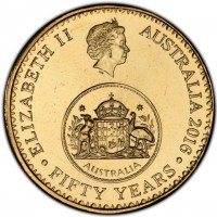 Aluminium Bronze coin Australia KM# 3215 ELIZABETH II. AUSTRALIA 2016. FIFTY YEARS. AUSTRALIA. IRB.