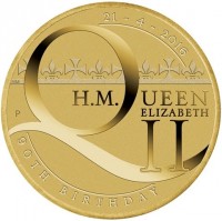 Aluminium Bronze coin Australia KM# 3216 21 - 4 - 2016. NM P. H.M. QUEEN ELIZABETH II. 90TH BIRTHDAY.