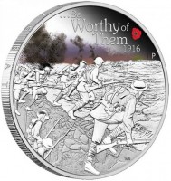 Silver coin Australia KM# 3241 ...Be. Worthy of. Them. 1916. P WR.