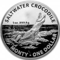 Silver coin Australia KM# 3250 SALTWATER CROCODILE. 1 OZ999Ag. TD. MONTY - ONE DOLLAR.