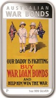 Silver coin Australia KM# 3254 AUSTRALIAN. WAR BONDS. OUR DADDY IS FIGHTING. BUY. WAR LOAN BONDS. AND. HELP HIM WIN THE WAR. P. 1oz 999 SILVER.