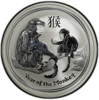 Silver coin Australia KM# 3255 猴. P IJ. Year of the Monkey.