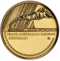 Aluminium Bronze coin Australia KM# 3743 TRANS-AUSTRALIAN RAILWAY. CENTENARY. B.