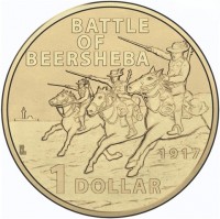 Aluminium Bronze coin Australia KM# 2775 BATTLE. OF. BEERSHEBA. 1917. EJ.L. 1 DOLLAR.