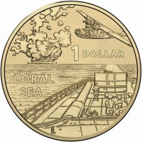 Aluminium Bronze coin Australia KM# 3372 1 DOLLAR. CORAL. SEA. EJL.