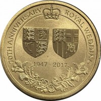 Aluminium Bronze coin Australia KM# 3384 70TH ANNIVERSARY ROYAL WEDDING. 1947 - 2017. AH P.