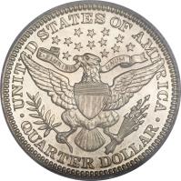 reverse of 1/4 Dollar - Barber Quarter (1892 - 1916) coin with KM# 114 from United States. Inscription: UNITED STATES OF AMERICA E PLURIBUS UNUM .QUARTER DOLLAR.