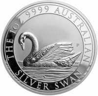 THE 1OZ 9999 AUSTRALIAN. P NM. SILVER SWAN.