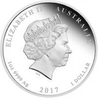 Silver coin Australia ELIZABETH II AUSTRALIA. IRB. 1OZ 9999 Ag 2017 1 DOLLAR.