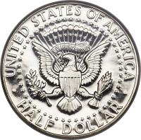 reverse of 1/2 Dollar - Kennedy Half Dollar (1965 - 1970) coin with KM# 202a from United States. Inscription: UNITED STATES OF AMERICA E PLURIBUS UNUM HALF DOLLAR