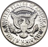 United States coin 1/2 Dollar - Kennedy Half Dollar (1965 - 1970) reverse reverse of 1/2 Dollar - Kennedy Half Dollar (1965 - 1970) coin with KM# 202a from United States. Inscription: UNITED STATES OF AMERICA E PLURIBUS UNUM HALF DOLLAR
