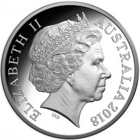 Silver coin Australia ELIZABETH II. AUSTRALIA 2018. 1 DOLLAR. IRB.