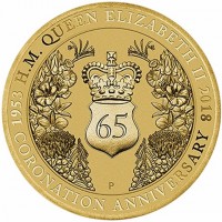 Aluminium Bronze coin Australia KM# 3483 H.M. QUEEN ELIZABETH II. 1953 2018. 65 P NM. CORONATION ANNIVERSARY.