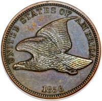 obverse of 1 Cent - Flying Eagle Cent (1856 - 1858) coin with KM# 85 from United States. Inscription: UNITED STATES OF AMERICA 1856