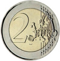 Bi-metallic Nickel-Brass plated Nickel center in Copper-Nickel ring coin Luxembourg KM# 148 2 EURO. LL.