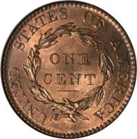 reverse of 1 Cent - Coronet / Matron Cent (1816 - 1836) coin with KM# 45.1 from United States. Inscription: UNITED STATES OF AMERICA ONE CENT