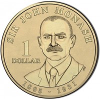 SIR JOHN MONASH. 1. DOLLAR. AB. 1865 - 1931.