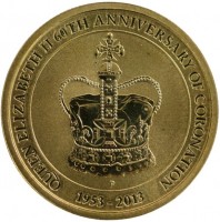 Aluminium Bronze coin Australia KM# 1944 QUEEN ELIZABETH II 60TH ANNIVERSARY OF CORONATION. 1953 - 2013. P.