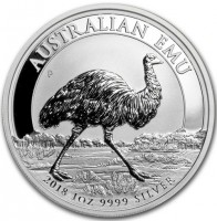 AUSTRALIAN EMU. JM P. 2018 1OZ 9999 SILVER.
