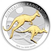 Silver coin Australia KM# 3504 AUSTRALIAN KANGAROO. NH P. 2018 1oz 9999 SILVER.