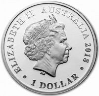 Silver coin Australia KM# 3510 ELIZABETH II. AUSTRALIA 2018. 1 DOLLAR. IRB.