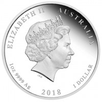 Silver coin Australia KM# 3514 ELIZABETH II AUSTRALIA. IRB. 1oz 999 SILVER 2018 1 DOLLAR.