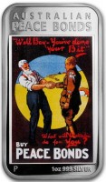 Silver coin Australia KM# 3519 AUSTRALIAN. PEACE BONDS. Well Boy - You've done your Bit. What will Australia do for You?. BUY. PEACE BONDS. P 1oz 999 SILVER.